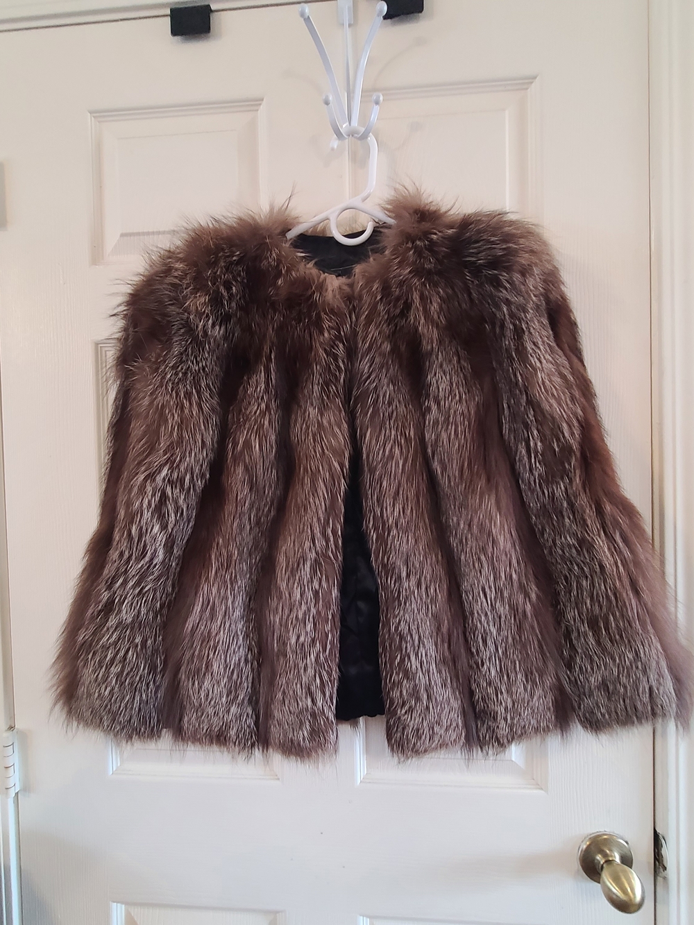 Women's Brown Fur Cape Coat - Real Fur Luxe Cape